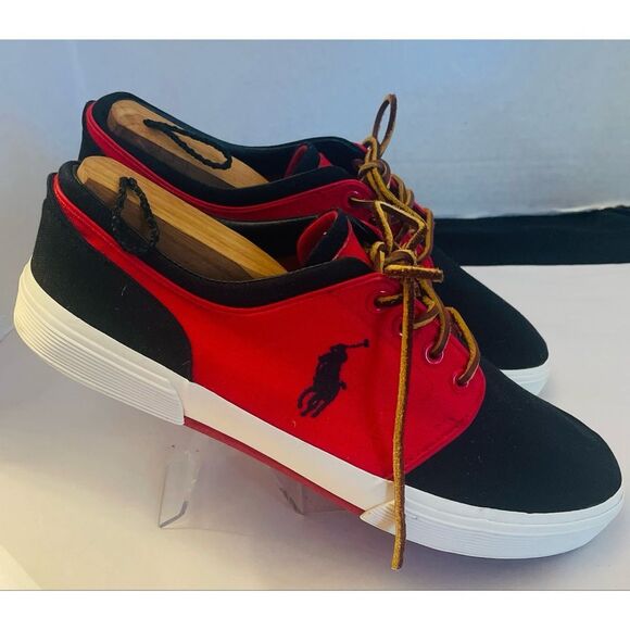 Polo Ralph Lauren Faxon Red and Black Casual Canvas Men's Shoes Size 10D - Picture 5 of 11